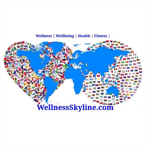Global map with national flags promoting wellness and unity-WellnessSkyline.